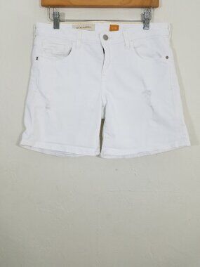 Pilcro and the Letterpress Stet Distressed Denim Shorts Stretchy White Size 29